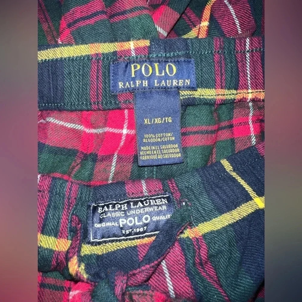 Polo Ralph Lauren,XL,‎ plaid print elastic waist,drawstring, button fly pocketed
